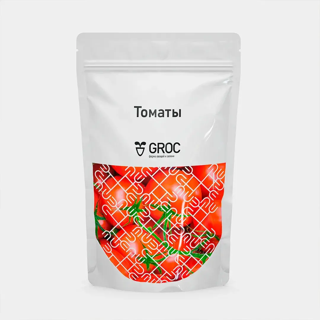 Eco-friendly Groc tomato packaging design.